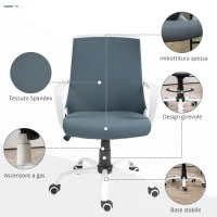 HOMCOM Sedia da Ufficio Ergonomica con Altezza Regolabile, Funzione Dondolo e Tessuto a Rete, Grigio(m-6)