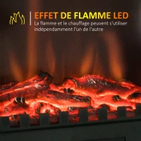 HOMCOM Cheminée électrique sur pied 1000/2000 W, fausse cheminée décorative avec effet flamme LED, protection contre la surchauffe, zone de couverture 15-30 m², noir(m-4)