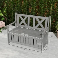 Outsunny 2-Seater Garden Storage Bench for Patio Wood Porch Decor Outdoor Seating, Charcoal Grey(m-3)