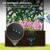 Outsunny Jardinière avec brise-vue paravent treillis pour Plante Grimpante, bac à Fleurs - dim. 61L x 23l x 113H cm(m-5)