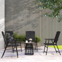 Outsunny Set of Four Folding Rattan Seat Chairs - Black(m-2)