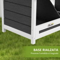 PawHut Nido per Galline a 2 Aree con Base Rialzata e Tetto, in Legno e Bitume, 66x37x34 cm, Grigio Bianco e Nero(m-7)