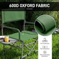 Outsunny Folding Directors Camping Chair, with Side Table - Green(m-6)