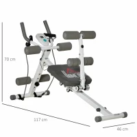 HOMCOM 2-IN-1 Core Abdominal Ab Trainer Sit Up Bench with LCD Screen, Adjustable Fitness Crunch Machine for Home GYM(m-3)