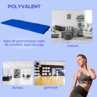 HOMCOM Tapis de sol gymnastique Fitness pliable portable rembourrage mousse 5 cm grand confort revêtement synthétique dim. 2,88L m x 1,15l m bleu(m-4)
