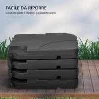 Outsunny Base per Ombrellone Set 4 Pezzi in HDPE Riempibile con Acqua o Sabbia, 104x104x7.5 cm, Nera(m-7)