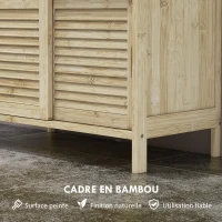 HOMCOM Meuble sous lavabo en Bambou, Meuble de Rangement pour Salle de Bain avec 2 Portes, 60 x 30 x 60 cm, Bois Naturel(m-7)