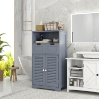 kleankin Three-Part Bathroom Storage Unit, with Shelf, Drawers & Cupboard - Grey(m-2)