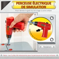 HOMCOM Etabli et Outils pour Enfant - Jeu d'imitation Bricolage - Nombreux Accessoires Plus de 79 pièces & Outils variés - PP Noir Gris(m-6)