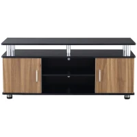 HOMCOM TV Cabinet Unit for TVs up to 50'' with Storage Shelf and Cupboards, Living Room Entertainment Center Media Console, Black and Walnut(m-1)