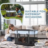 PawHut Foldable Dog Pen with Storage Bag for Indoor/Outdoor Use, Portable Pet playpen, with Ground Stakes - Grey(m-7)