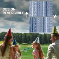 Outsunny Tappeto per Esterno 182x274 cm Pieghevole e Reversibile, in Polipropilene Blu e Bianco(m-6)