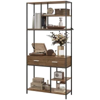 HOMCOM Seven-Shelf Industrial Display Shelf, with Drawers - Brown/Black(m-11)
