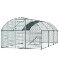 PawHut Walk In Chicken Run with Chicken Activity Shelf and Cover, 2.8 x 5.7 x 2m(m-11)