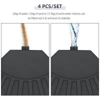 Outsunny Set Base per Ombrellone 4 Pezzi Componibili Max. 17 Litri HDPE 48x48x8cm Nero(m-5)