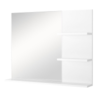 kleankin Mobiletto Pensile Bagno 60 x 10 x 48cm, con Specchio e 3 Ripiani, Armadietto a Parete in MDF Bianco