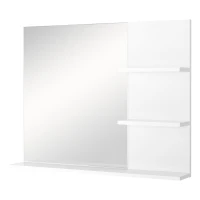 kleankin Mobiletto Pensile Bagno 60 x 10 x 48cm, con Specchio e 3 Ripiani, Armadietto a Parete in MDF Bianco(m-1)