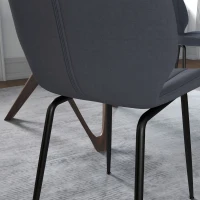 HOMCOM Velvet Dining Chairs Set of 2, 2 Piece Dining Room Chairs with Backrest, Padded Seat and Steel Legs, Dark Grey(m-8)