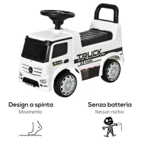 HOMCOM Macchina Cavalcabile per Bambini Età 12-36 Mesi, Macchina Giocattolo Bambi con Volante, Fari e Suoni, Licenza Mercedes, Bianco(m-5)