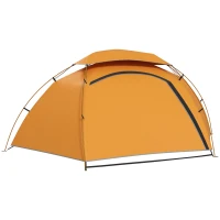 Outsunny Aluminium Frame Camping Tent Dome Tent with Removable Rainfly, 2000mm Waterproof, for 1-2 Man, Orange(m-11)