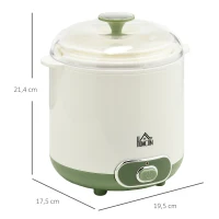 HOMCOM Yogurtera para Hacer Yogur Griego 20 W 1,5L con Filtro Indicador de Encendido y Tecnología PTC 19,5x17,5x21,4 cm Blanco(m-3)