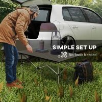 Outsunny Two-Seater Portable Aluminium Table, with Roll-Up Tabletop and Bag - Khaki(m-6)