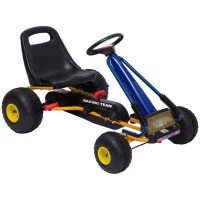 HOMCOM Go-Kart a Pedales para Niños a partir de 3 años con Asiento Ajustable y Freno de Mano 96x68x56 cm Azul y Negro(m-1)