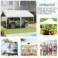 Outsunny Garage Portatile 4x4m con Tettoia anti UV, Pioggia e Vento per Veicoli, Matrimoni e Feste - Bianco(m-6)