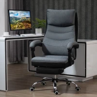 Vinsetto Office Chair, Executive Desk Chair 135° Reclining Computer Chair with Adjustable Height, Retractable Footrest and Swivel Wheels, Grey(m-10)