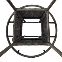 Outsunny 70cm Four-Person Wood-Effect Rattan Table - Grey(m-9)
