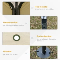 Outsunny Gazebo da Giardino 3.5x3.5m in Metallo e Poliestere Beige con Doppio Tettuccio(m-6)