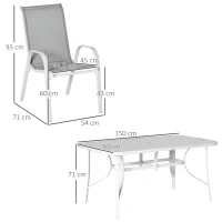 Outsunny Seven-Piece Outdoor Dining Set - Grey(m-3)