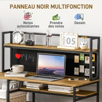 HOMCOM Bureau avec rangement bureau informatique bureau d'ordinateur avec 4 étagères, grand plateau et panneau noir, marron(m-6)