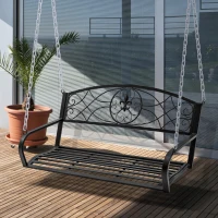 Outsunny Dondolo 2 Persone Design Classico Catene Incluse da Giardino Acciaio 132 x 63 x 58 cm Nero(m-2)