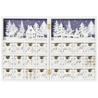 HOMCOM Calendario Avvento di Natale a forma di Libro con Scritte e Motivi a Tema, 22x9x30 cm, in Compensato, Bianco(m-10)