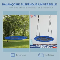 Outsunny Balançoire nid d'oiseau Ronde balançoire Panier Ø 110 cm 4 Anneaux Inclus métal époxy Oxford Haute densité Bleu(m-4)