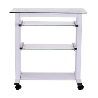HOMCOM Mesa de Ordenador PC para Oficina Despacho Dormitorio Escuela Escritorio Estante 80x51x83cm Vidrio(m-7)