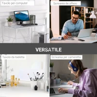 HOMCOM Scrivania da Camera per Computer, PC, Ufficio, Scrivania Moderna in Metallo Bianco e Vetro Temperato 120x60x74.5cm(m-6)