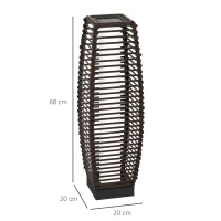 Outsunny Rattan Solar Floor Lamp,  68cm Tall Outdoor Garden Lantern Pathway Light & Decorative Lighting with Auto On/Off LED Lights, IP44, for Porch, Yard, Courtyard, Deck, Brown(m-3)