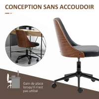 Vinsetto Chaise de bureau manager design vintage bois PU noir(m-6)