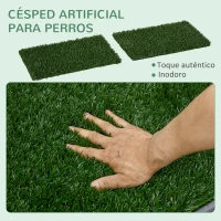 PawHut Inodoro para Perros con 2 Céspedes Artificiales Rejilla y Bandeja para Entrenamiento de Cachorros 67x41x3,5 cm Verde(m-4)