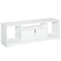 HOMCOM Mueble de TV para Televisor de hasta 42" Mesa para TV de Salón Moderna con Armario de Doble Puerta y 3 Compartimentos Abiertos 120x30x41cm Blanco