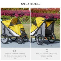 PawHut Foldable Pet Stroller, with Washable Cushion, Storage Bags, Safety Leash, for Medium, Large Dogs, Cats - Yellow(m-5)