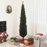 HOMCOM Albero di Natale Slim Alto 195 cm Salvaspazio con 390 Rami con Base in Acciaio per Interni, Verde(m-2)