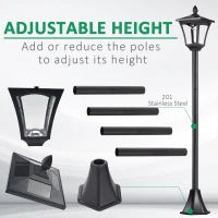 Outsunny 2 Pieces Outdoor Garden Solar Post Lamp Sensor Dimmable LED Lantern Bollard Pathway 1.6M Tall – Black(m-6)