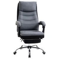 Vinsetto Office Chair, Executive Desk Chair 135° Reclining Computer Chair with Adjustable Height, Retractable Footrest and Swivel Wheels, Grey(m-1)