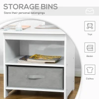 HOMCOM 3 Pcs Kids Table & Chairs Set Mini Seating Furniture Home Playroom Bedroom Dining Room w/ Storage Drawers Safe Corners for 2-4 Years old White(m-6)