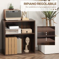 HOMCOM Libreria Mobiletto Armadietto 2 Ripiani Legno, Arredamento Moderno Casa e Ufficio, 60×24×63cm, Noce(m-4)