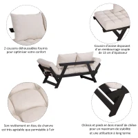 Homcom Canapé Futon Capitonné en Bois Beige 181 x 66 x 81 cm(m-5)