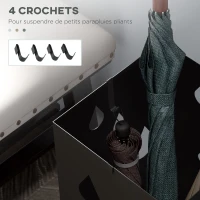 HOMCOM Porte-parapluie support à parapluie carré en acier avec 4 crochets et bac de récupération d'eau amovible noir(m-6)